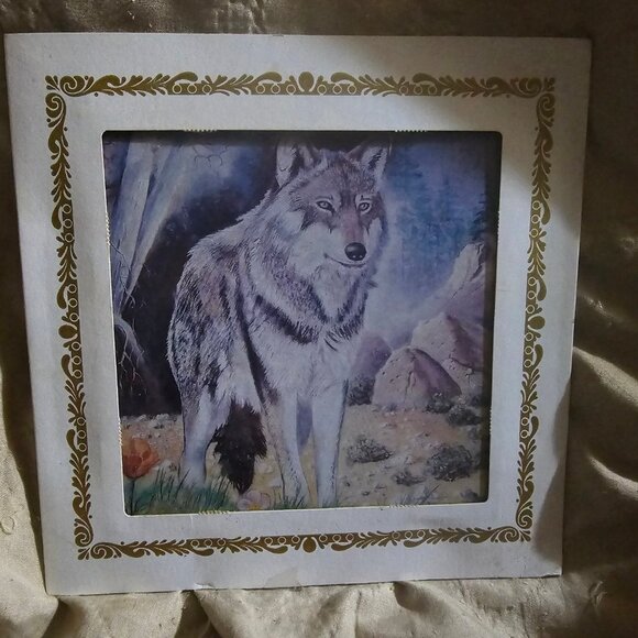 Wolf Drawing Wall Picture Framed Used - Picture 1 of 2